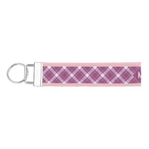Custom Monogram Plaid / Tartan Pattern Wrist Keychain