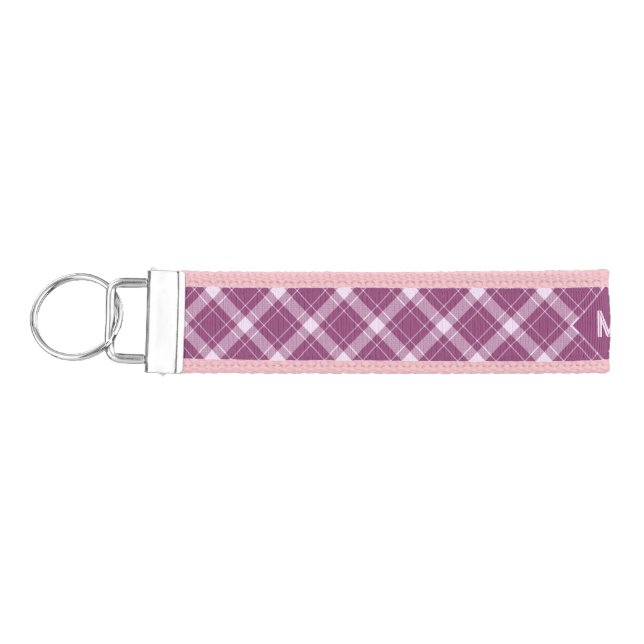 Custom Monogram Plaid / Tartan Pattern Wrist Keychain (Keys on Left)