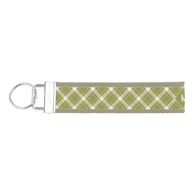 Custom Monogram Plaid / Tartan Pattern Wrist Keychain (Keys on Left)