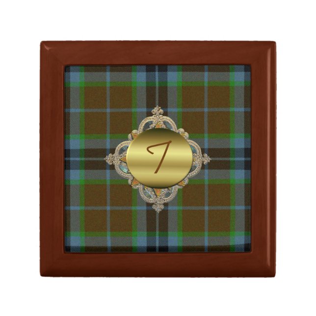 Custom Monogram Plaid Tile Box (Front)