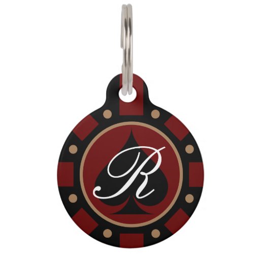 Custom monogram poker chip token ID tag for pets