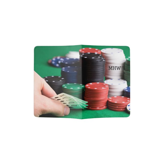 Custom monogram Poker Player passport cover (Opened)