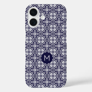Custom Monogram Portugese Tiles Pattern iPhone 16 Case