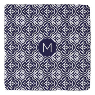 Custom Monogram Portugese Tiles Pattern Trivet