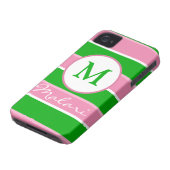 Custom Monogram Preppy Stripe iPhone 4/4S Case (Bottom)
