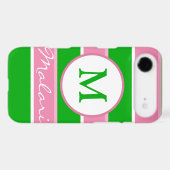 Custom Monogram Preppy Stripe iPhone 4/4S Case (Back (Horizontal))
