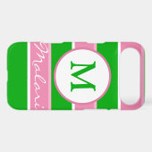 Custom Monogram Preppy Stripe iPhone 4/4S Case (Back (Horizontal))