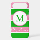 Custom Monogram Preppy Stripe iPhone 4/4S Case (Back)