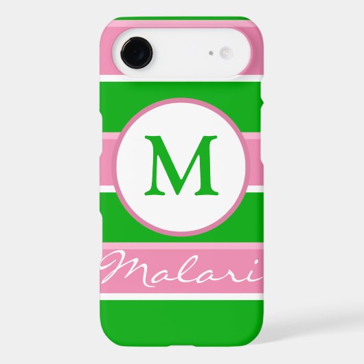 Custom Monogram Preppy Stripe iPhone 4/4S Case (Back)