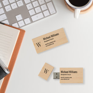 Custom Monogram Professional Office Business USB Wood USB Flash Drive