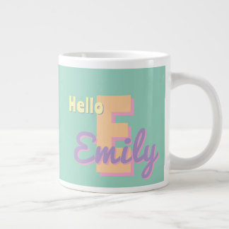 Custom monogram – purple, blue & Peach Giant Coffee Mug