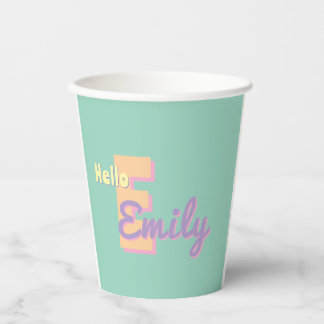 Custom monogram – purple, blue & Peach Paper Cups