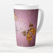Custom Monogram Purple Glitter Latte Mug (Right Angle)
