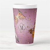 Custom Monogram Purple Glitter Latte Mug (Front)