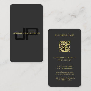 Custom Monogram QR Code Template Black And Gold Business Card
