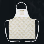 Custom Monogram, Queen Bee, Cream and Gold Apron<br><div class="desc">Add your own initial and name and make this gorgeous queen bee apron your very own! Exquisite queen bee pattern with cream background and bees in faux gold. Top area in cream with monogram section in golden and cream square with you initial and name in golden hue. Gold stripe joining...</div>
