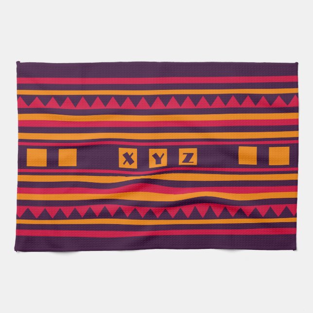 Custom Monogram Quilt pattern kitchen towel (Horizontal)