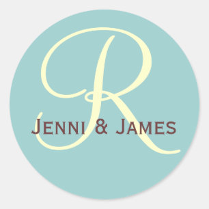 Custom Monogram R Wedding Favor & Envelope Sticker