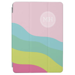Custom monogram rainbow trendy colorful  iPad air cover