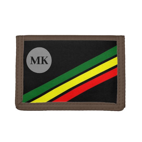 Custom Monogram Rasta Colors Trifold Wallet