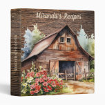 Custom Monogram Recipes Rustic Barn Wood Country 3 Ring Binder