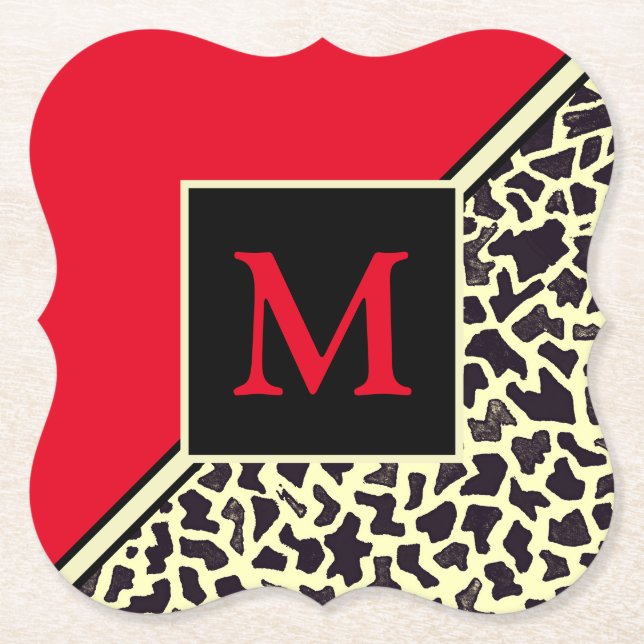 Custom Monogram Red Leopard Coasters (Front)