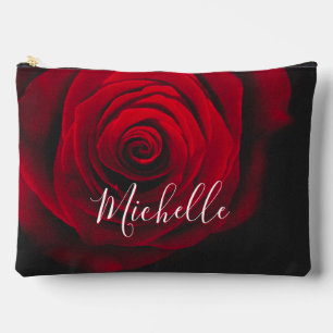 Custom monogram red rose vintage photograph accessory pouch