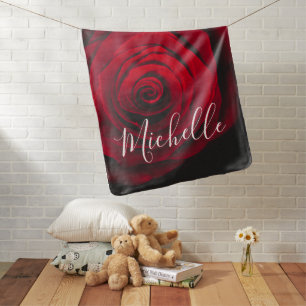 Custom monogram red rose vintage photograph baby blanket
