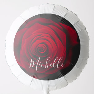 Custom monogram red rose vintage photograph balloon