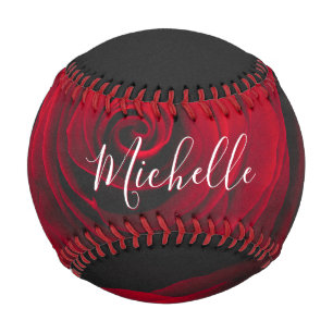 Custom monogram red rose vintage photograph baseball