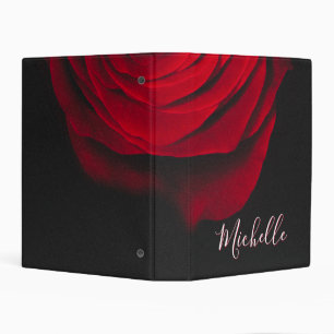 Custom monogram red rose vintage photograph black mini binder