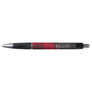 Custom monogram red rose vintage photograph black pen
