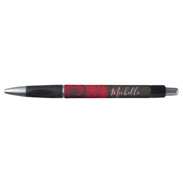 Custom monogram red rose vintage photograph black pen (Front)