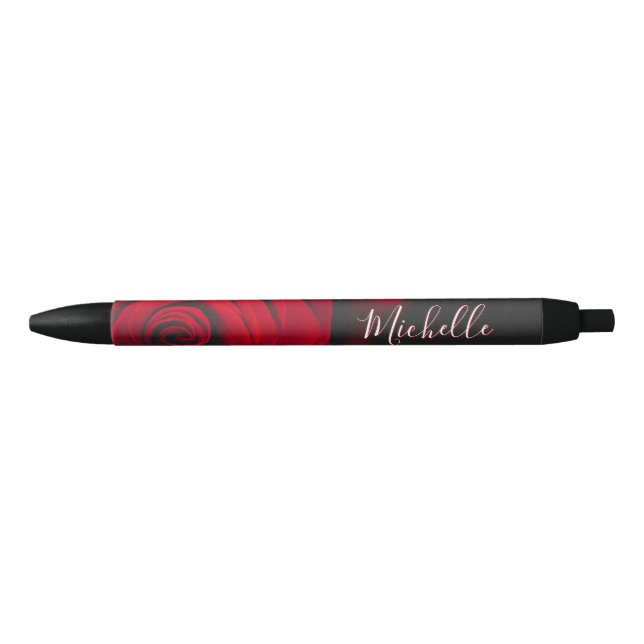 Custom monogram red rose vintage photograph black pen (Front)