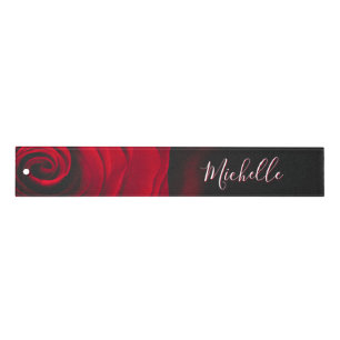 Custom monogram red rose vintage photograph black ruler