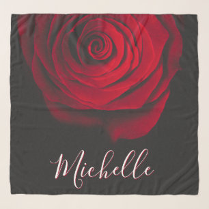 Custom monogram red rose vintage photograph black scarf