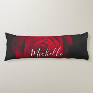 Custom monogram red rose vintage photograph body pillow