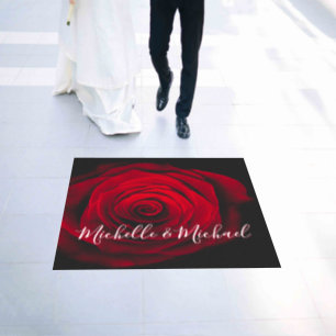 Custom monogram red rose vintage photograph floor decals