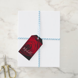 Custom monogram red rose vintage photograph  gift tags