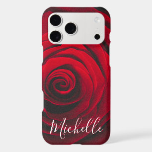 Custom monogram red rose vintage photograph iPhone 17 pro max case