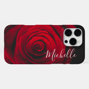 Custom monogram red rose vintage photograph iPhone 16 Pro Max Case