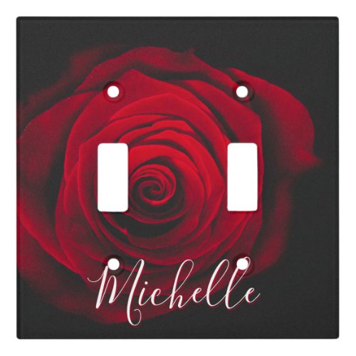 Custom monogram red rose vintage photograph light switch cover