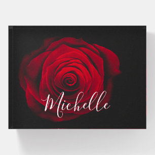 Custom monogram red rose vintage photograph paperweight
