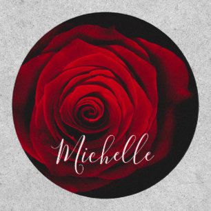 Custom monogram red rose vintage photograph patch