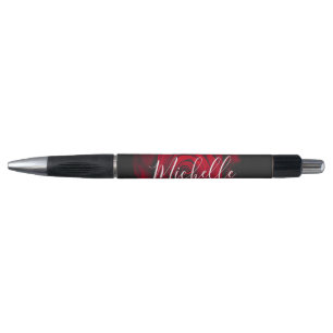 Custom monogram red rose vintage photograph pen