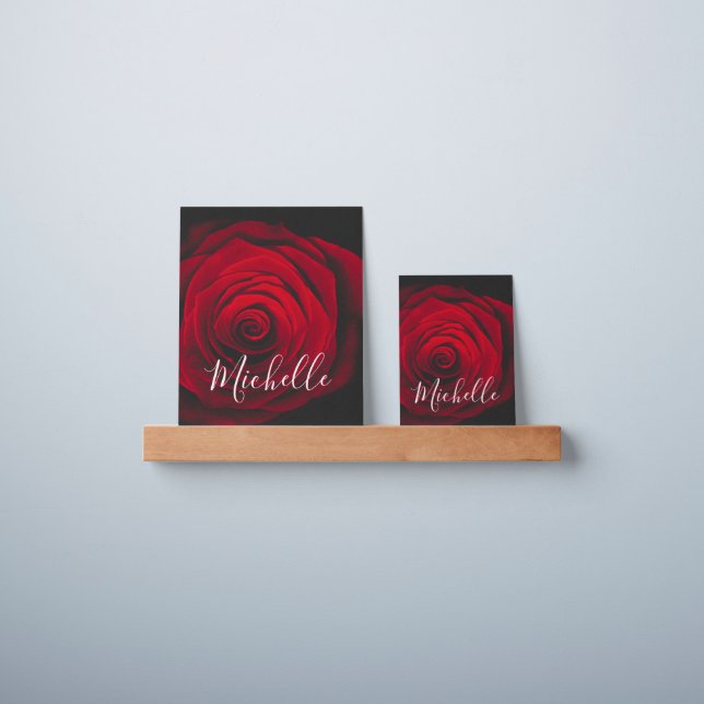 Custom monogram red rose vintage photograph  picture ledge (Wall)