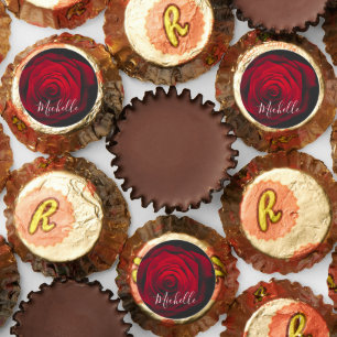 Custom monogram red rose vintage photograph reese's peanut butter cups