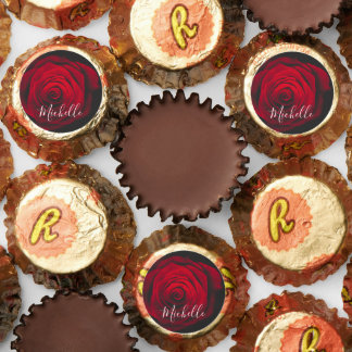 Custom monogram red rose vintage photograph reese's peanut butter cups