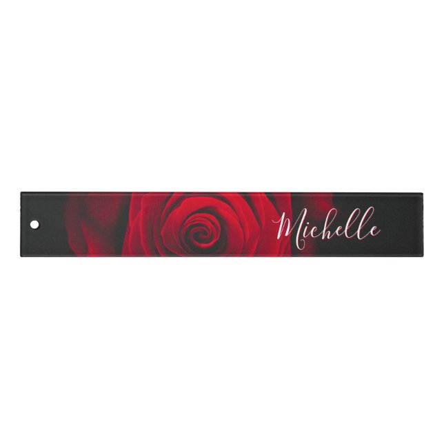 Custom monogram red rose vintage photograph ruler (Front)