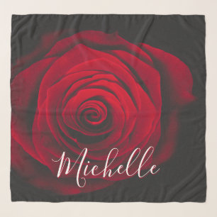 Custom monogram red rose vintage photograph scarf